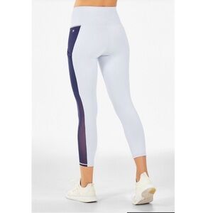Fabletics On-the-Go High-Waisted Powder Blue/Navy  Capri